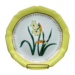 Vintage Chelsea House Floral Round Botanical Hand-Painted Porcelain Plate